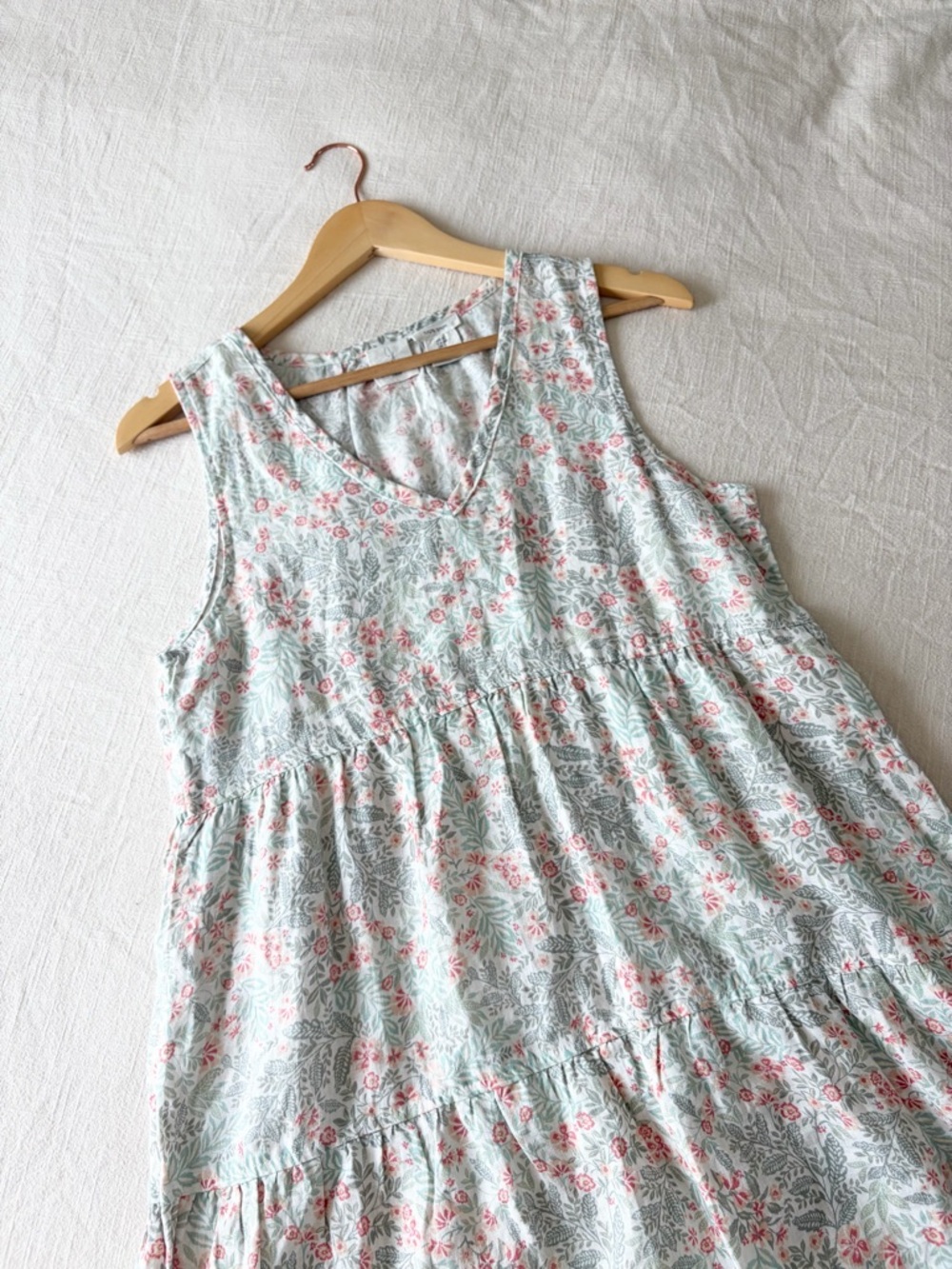 Joie | Linen Sleeveless Floral Tiered Midi Dress